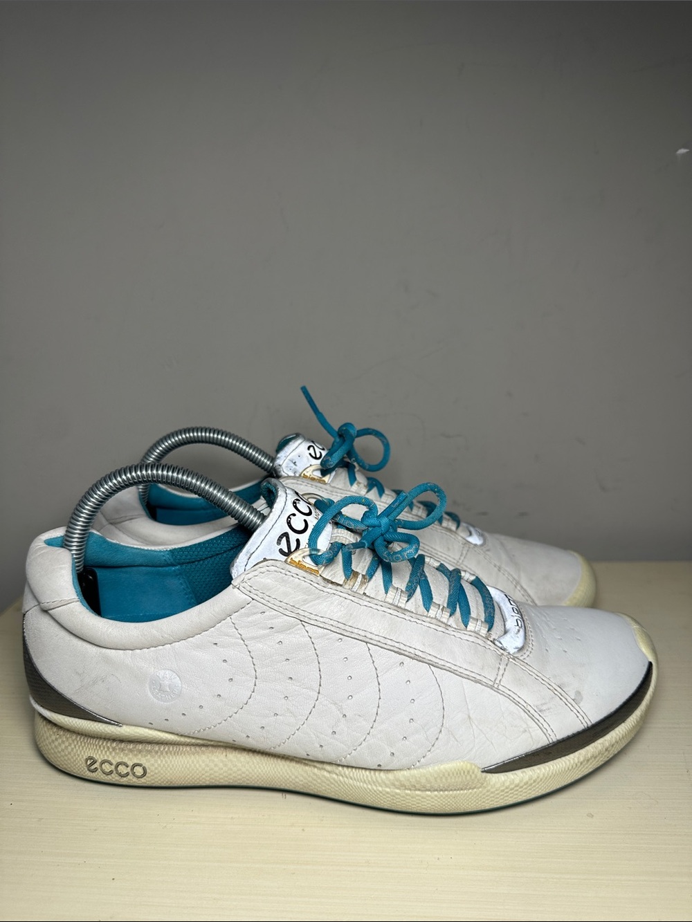 Ecco biom Natural Motion HydroMax White Yak Leather spikeless golf shoes